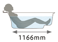 ゆとりある底面長さで背の高い方でもゆったり入浴できます。